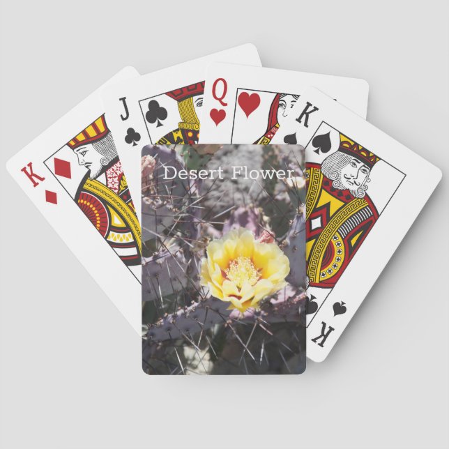 Yellow cactus flower in spring  playing cards (Back)