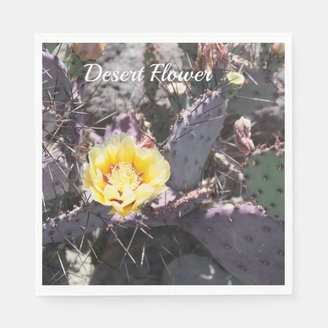 Yellow cactus flower napkin (Front)
