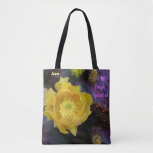 Yellow Cactus Flower / Purple Prickly Pear / AZ / Tote Bag