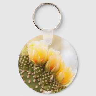 Yellow cactus flowers as they bloom in Arizona Key Ring