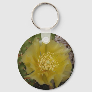 Yellow Cactus In Bloom Key Ring