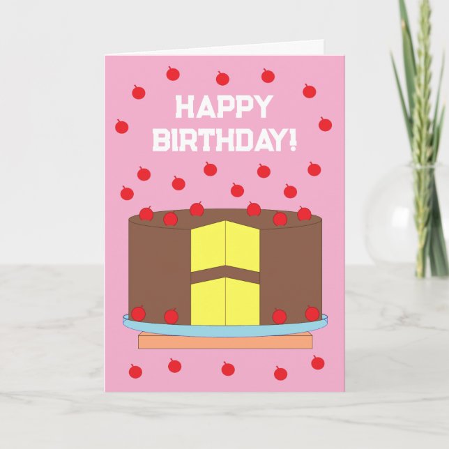 Yellow Cake & Chocolate Frosting: Pink Birthday Card (Front)