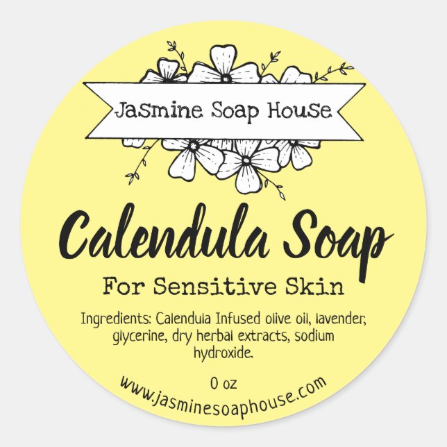 Yellow Calendula Soap Labels (Front)