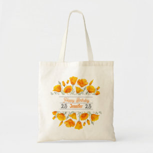 Yellow California Poppies Personalised Tote Bag