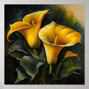 Yellow Calla Lilies Lily Flower Art Print Poster