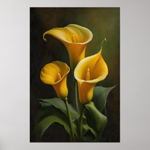 Yellow Calla Lilies Lily Flower Art Print Poster
