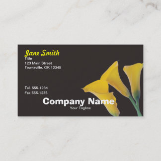 Yellow Calla Lilies on Black - Floral Business Car Card