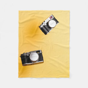 yellow cameras fleece blanket