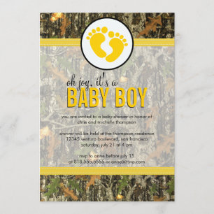 Yellow - Camo Baby Boy Shower Invitation
