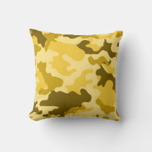 Yellow Camo Throw Pillow