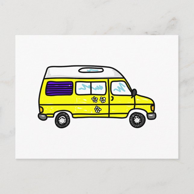 Yellow Campervan Postcard (Front)