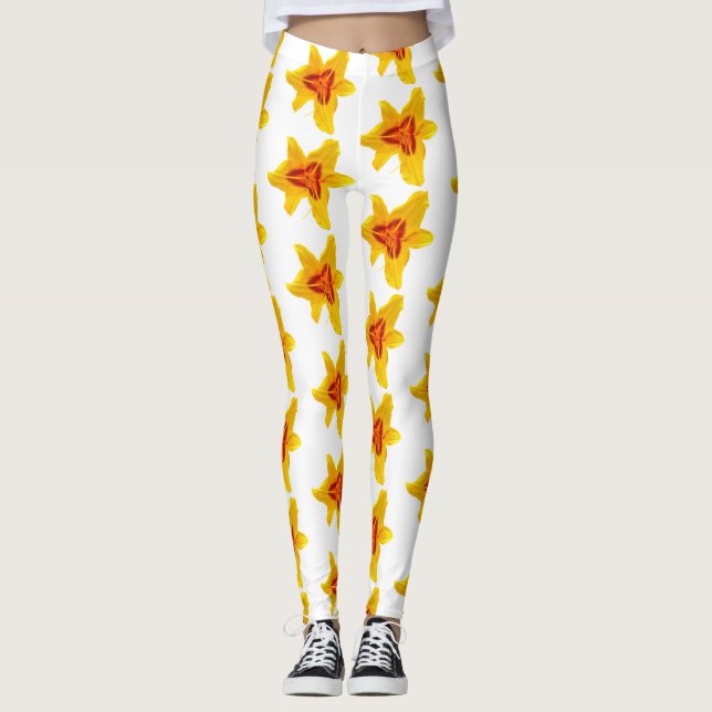 Yellow Canada Lilly Blossoms Leggings (Front)