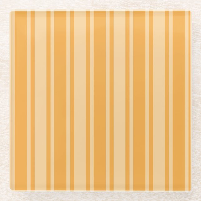 Yellow candy stripes glass coaster (Front)