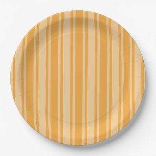 Yellow candy stripes paper plate