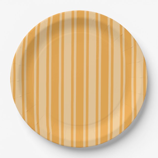Yellow candy stripes paper plate (Front)