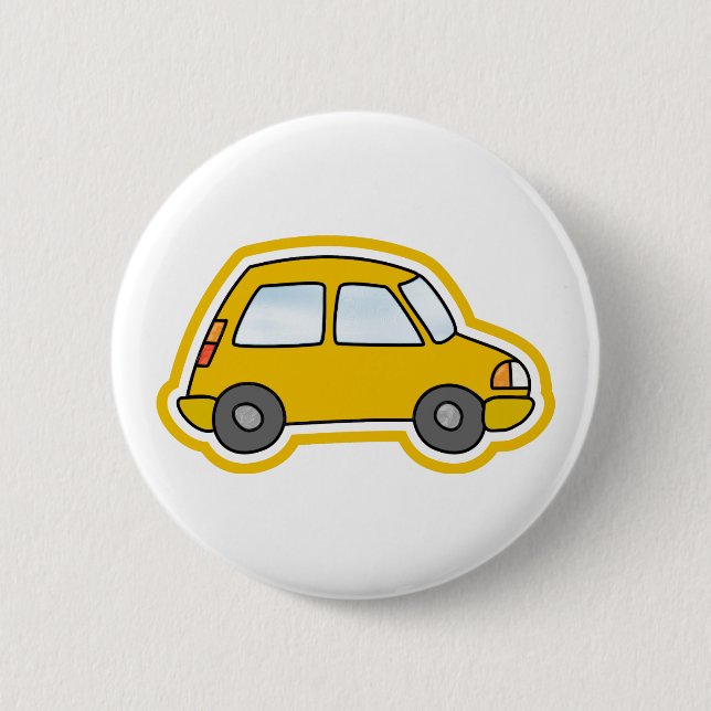 Yellow Car 6 Cm Round Badge (Front)