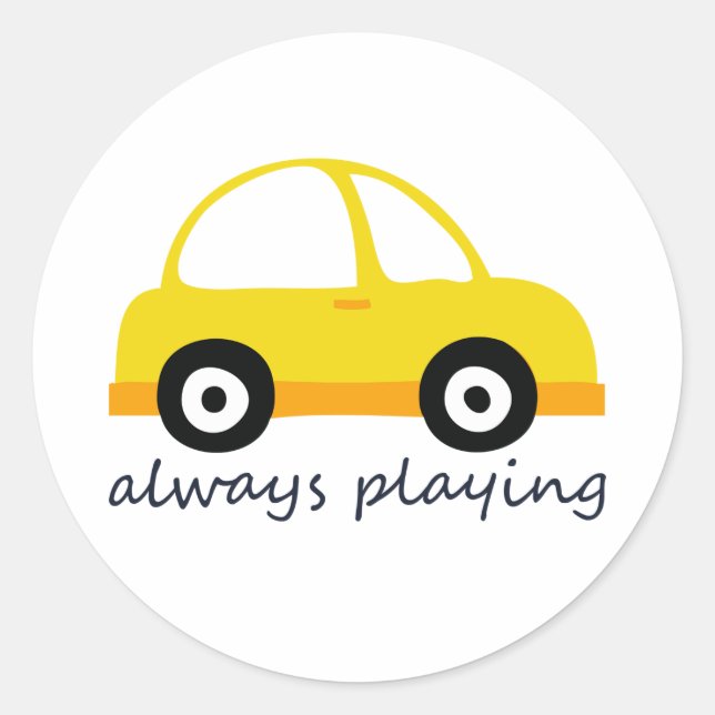 Yellow Car Classic Round Sticker (Front)