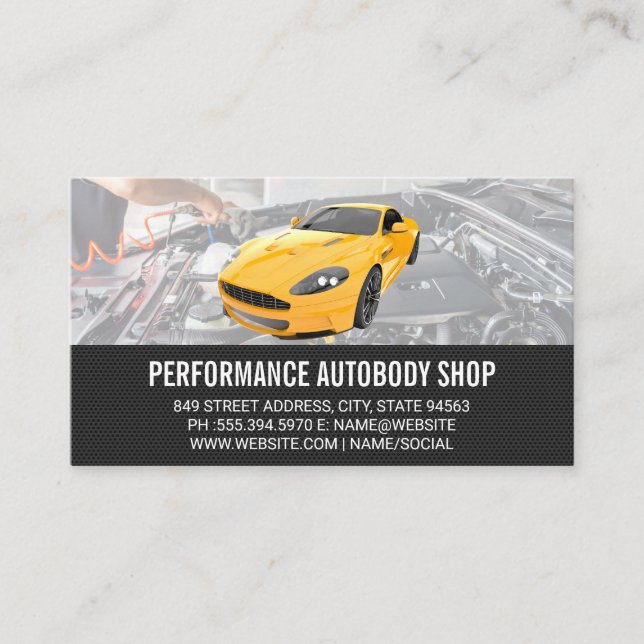Yellow Car | Mechanic Business Card (Front)
