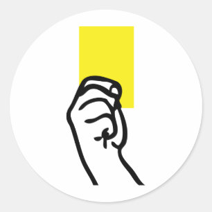 Yellow card soccer classic round sticker