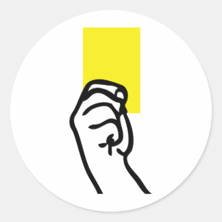 Yellow card soccer classic round sticker