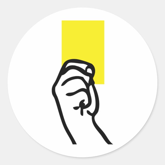 Yellow card soccer classic round sticker (Front)