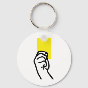 Yellow card soccer key ring