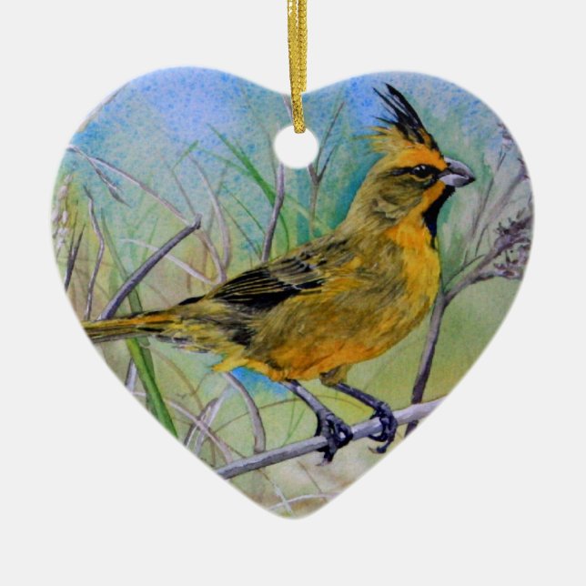 Yellow Cardinal Christmas Ornament (Front)