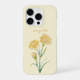 Yellow Carnation Botanical Watercolor Custom Name iPhone 16 Pro Case
