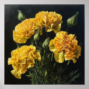 Yellow Carnations Flower Art Print Poster