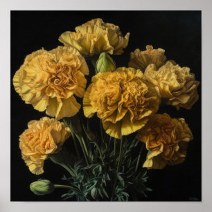 Yellow Carnations Flower Art Print Poster