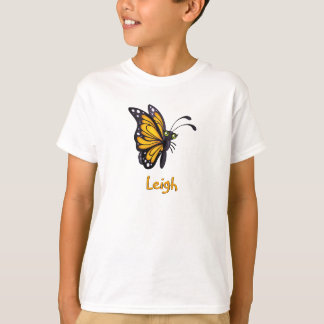 Yellow Cartoon Butterfly Custom Name Youth Apparel T-Shirt