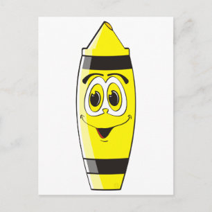 Yellow Cartoon Crayon Postcard
