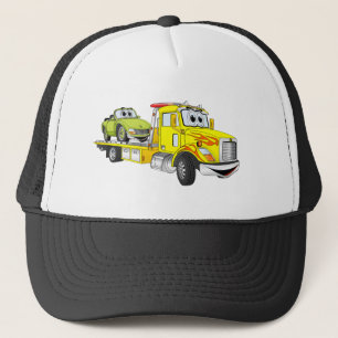 Yellow Cartoon Flatbed Tow Truck Trucker Hat