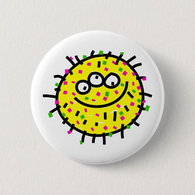 Yellow Cartoon Germ 6 Cm Round Badge (Front)