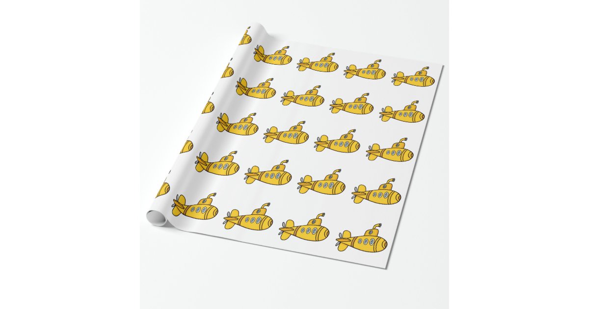 Yellow Cartoon Submarine Wrapping Paper Zazzle