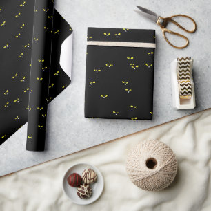 Yellow Cat Eyes in the Dark Wrapping Paper