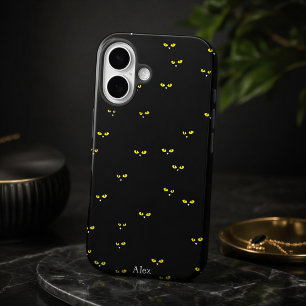 Yellow Cat Eyes on Black Best Halloween Party iPhone 16 Case