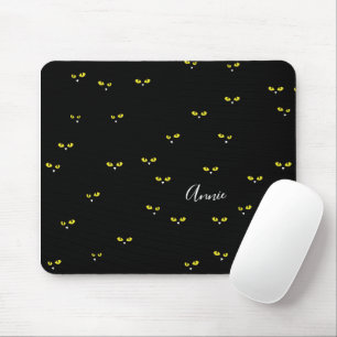 Yellow Cat Eyes on Black Best Halloween Party Mouse Mat