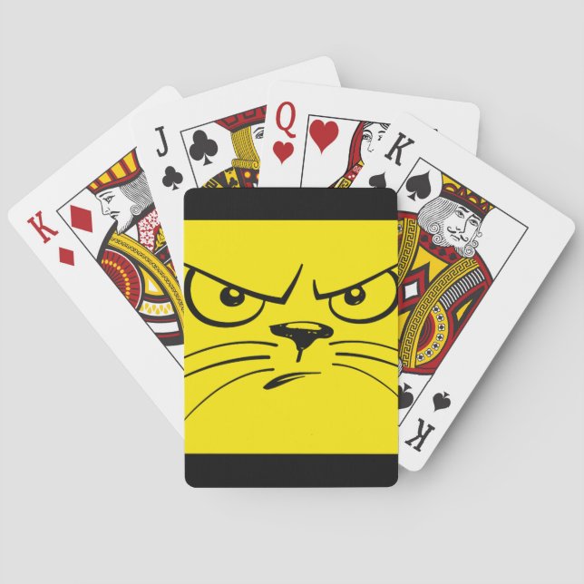 Yellow Cat Face Bicycle Playing Cards (Back)