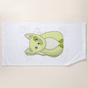 Yellow Cat with Naughty Smile Duvet Cover Beach Towel