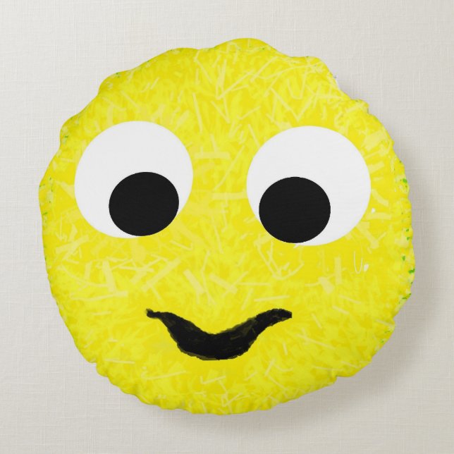 yellow caterpillar Bugly the butterfly, bedtime Round Cushion (Back)