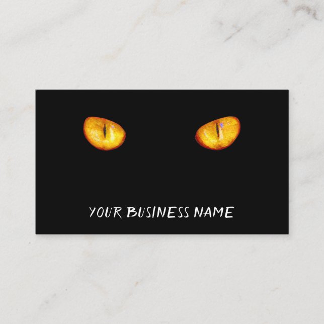 Yellow Cats Eyes, Black Business Card (Front)