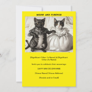 Yellow Cats Wedding Meow And Furever Invitation