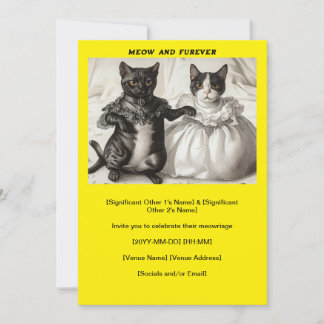 Yellow Cats Wedding Meow And Furever Invitation