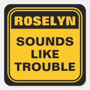 Yellow caution road sign sounds like trouble  square sticker
