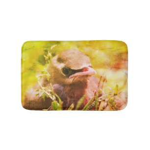Yellow Cedar Waxwing Fledgling Bird Abstract Bath Mat