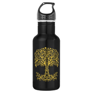 Yellow Celtic Tree Of Life 532 Ml Water Bottle