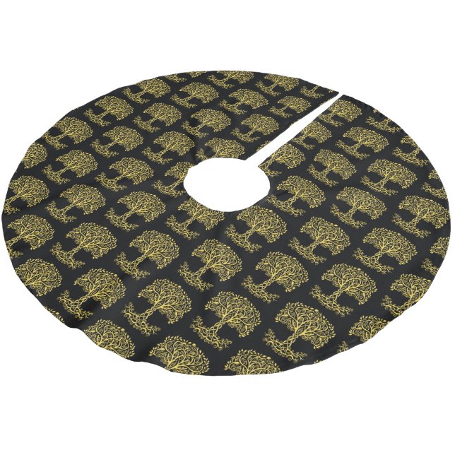 Yellow Celtic Tree Of Life Brushed Polyester Tree Skirt (Angled)