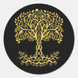 Yellow Celtic Tree Of Life Classic Round Sticker