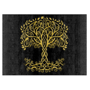 Yellow Celtic Tree Of Life Cutting Board